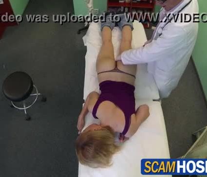 Blonde Russian chick Gina gets fucked by the doctor in the examining table